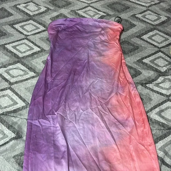 NWOT SER.O.YA CERITH SILK STRAPLESS MIDI DRESS SUNSET TIE DYE - Picture 7 of 10